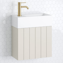 Lottie V-Groove 480mm Wall Hung Small Space Vanity with Ceramic Countertop